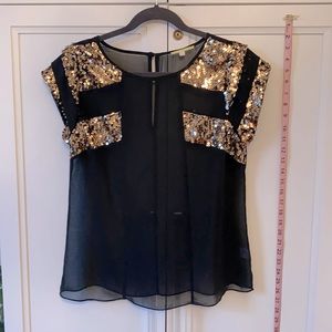 Gianni Bini black sequin top size small